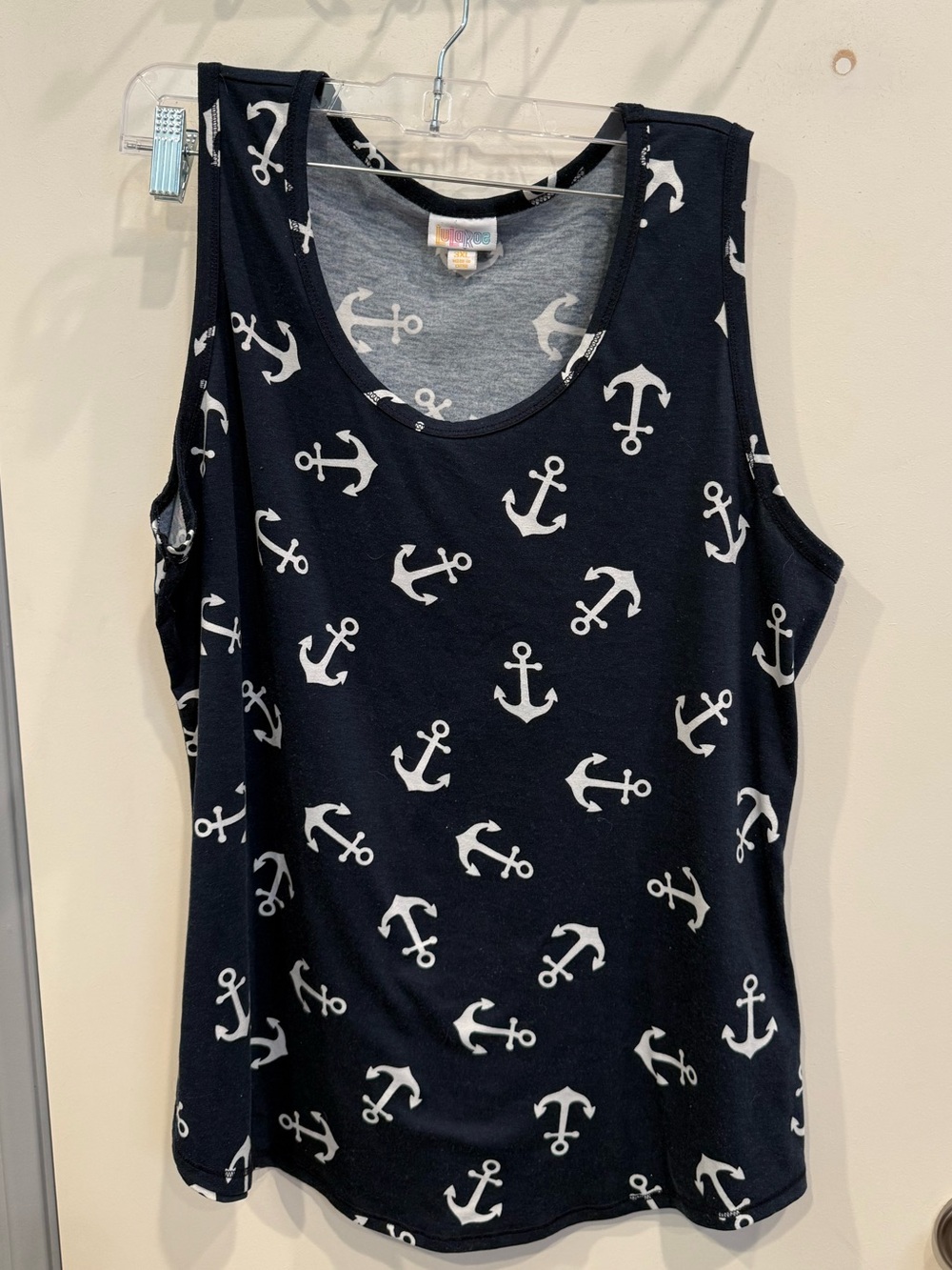 LuLaRoe Navy Anchor Print Tank Top